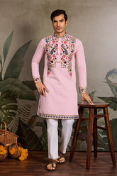 Pink Stylish Traditional Kurta Mens
